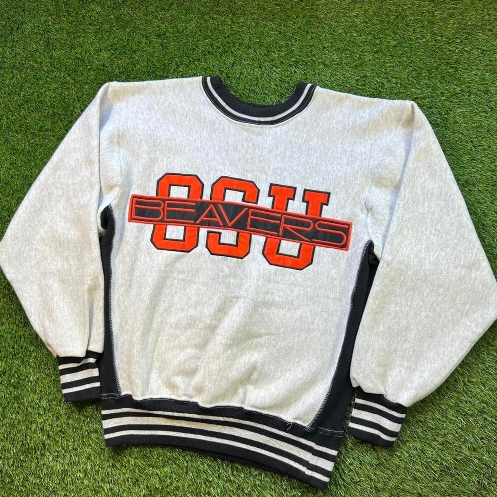Oregon State Beavers Crewneck Mens Medium Gray Black USA Made Vintage NCAA